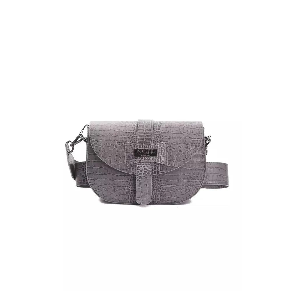 Pompei Donatella Gray Leather Women Crossbody Bag