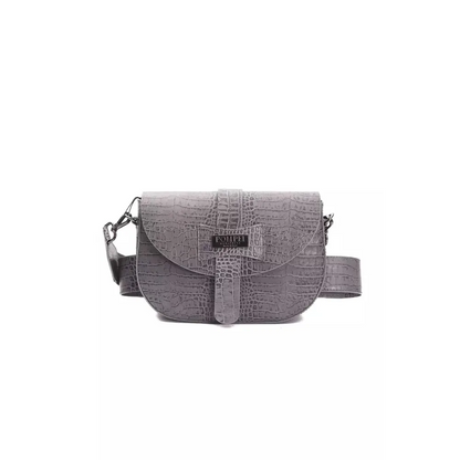 Pompei Donatella Gray Leather Women Crossbody Bag