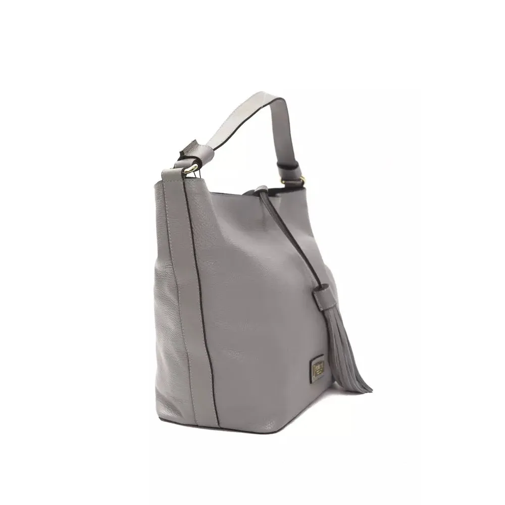 Pompei Donatella Gray Leather Women Shoulder Bag