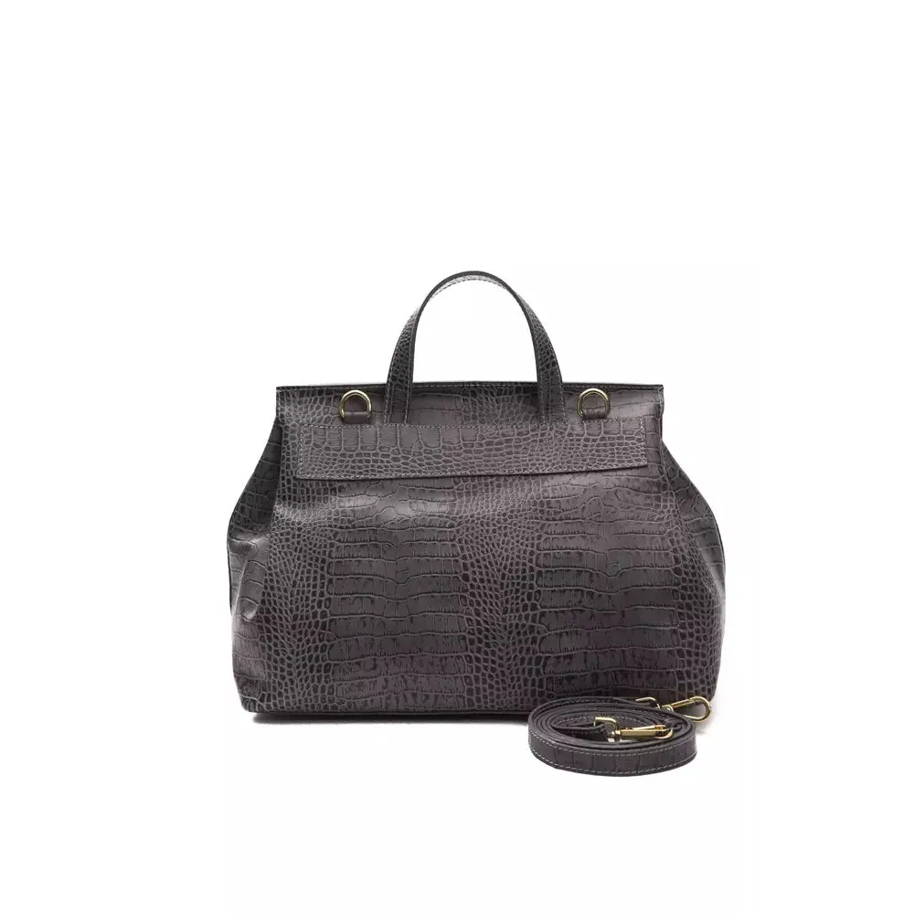 Pompei Donatella Gray Leather Women Shoulder Bag