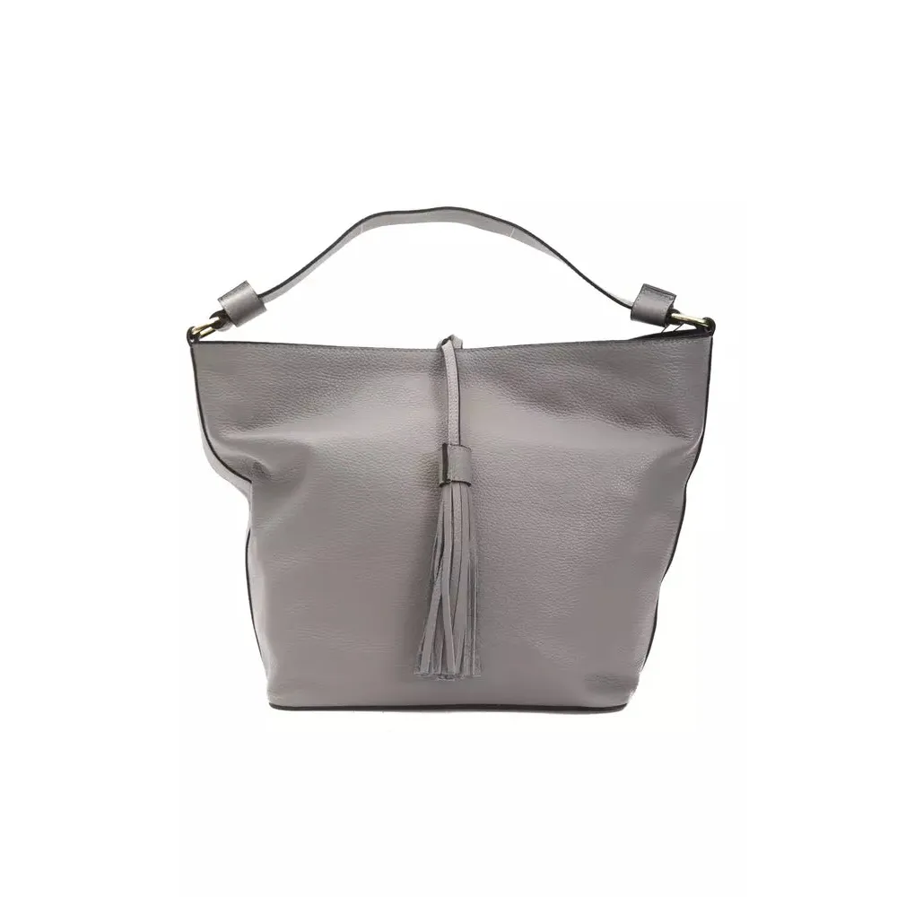 Pompei Donatella Gray Leather Women Shoulder Bag