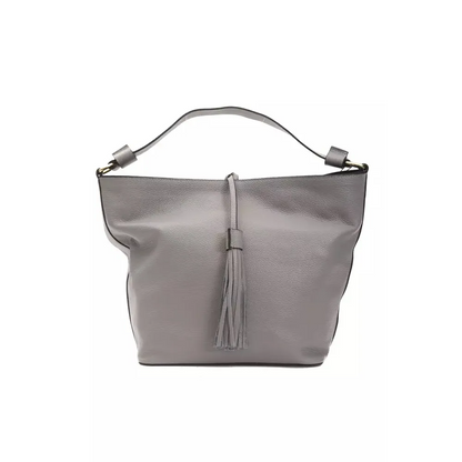 Pompei Donatella Gray Leather Women Shoulder Bag