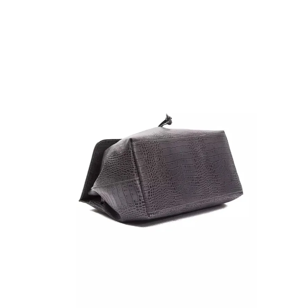 Pompei Donatella Gray Leather Women Shoulder Bag