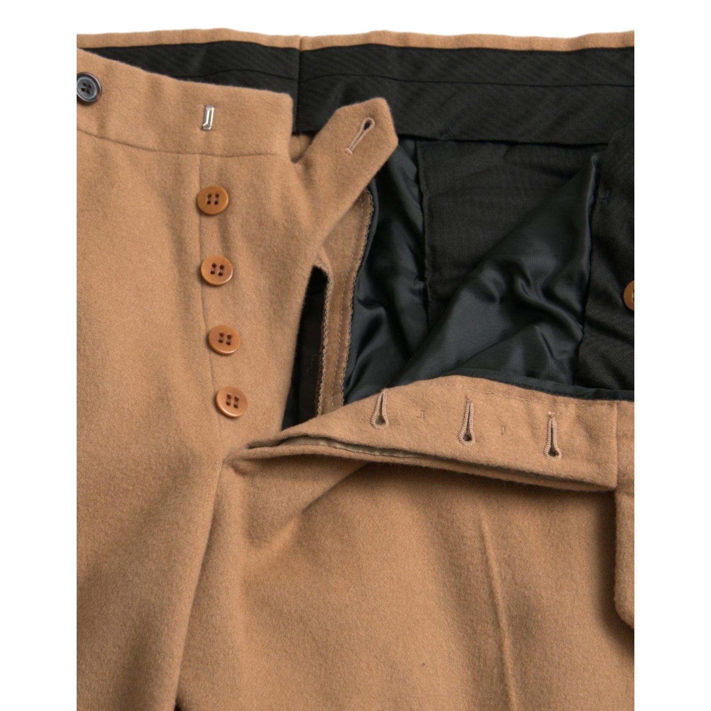Prada Beige Cashmere Men Straight Fit Dress Pants