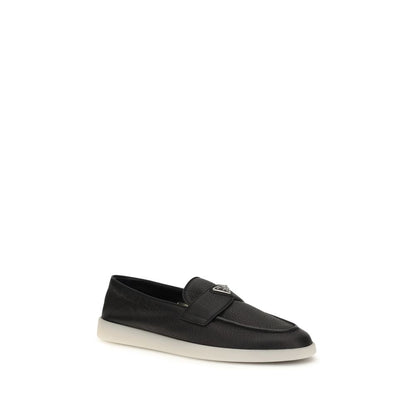 Prada Black Calf Leather Bos Taurus Slip-On Loafers