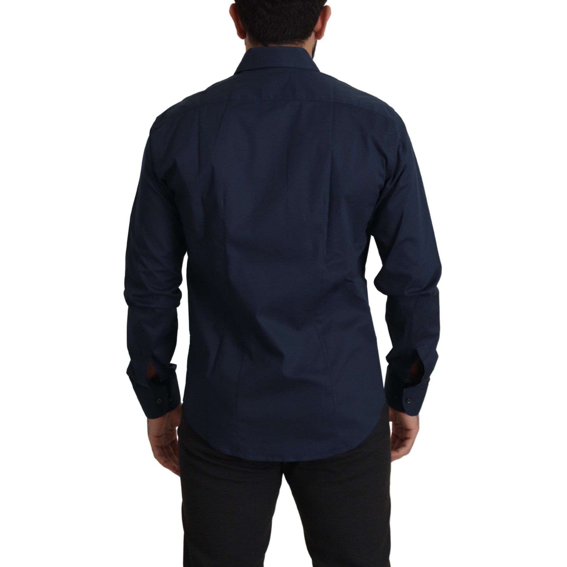 Roberto Cavalli Navy Blue Cotton Dress Formal Shirt