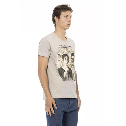 Trussardi Action Beige Cotton Men T-Shirt