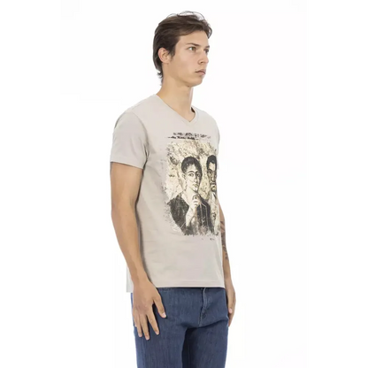 Trussardi Action Beige Cotton Men T-Shirt