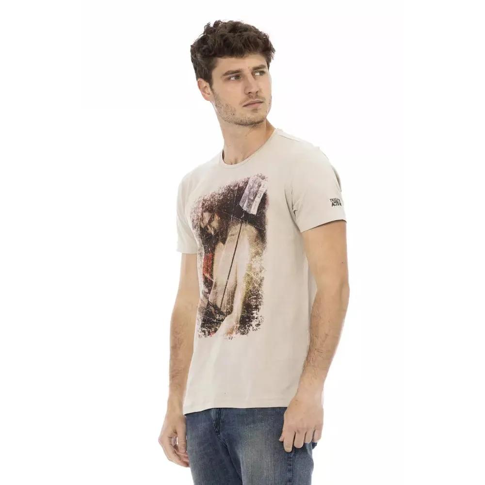 Trussardi Action Beige Cotton Men T-Shirt