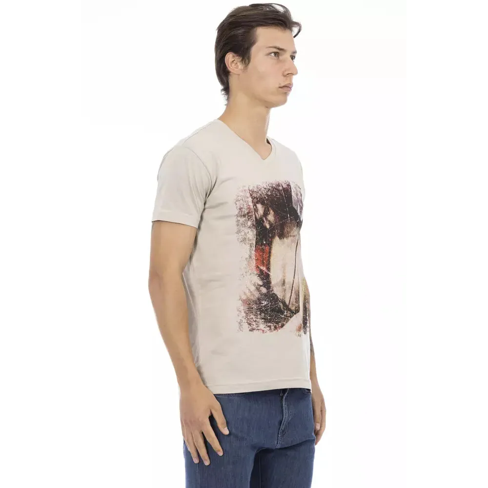 Trussardi Action Beige Cotton Men T-Shirt