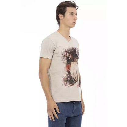 Trussardi Action Beige Cotton Men T-Shirt