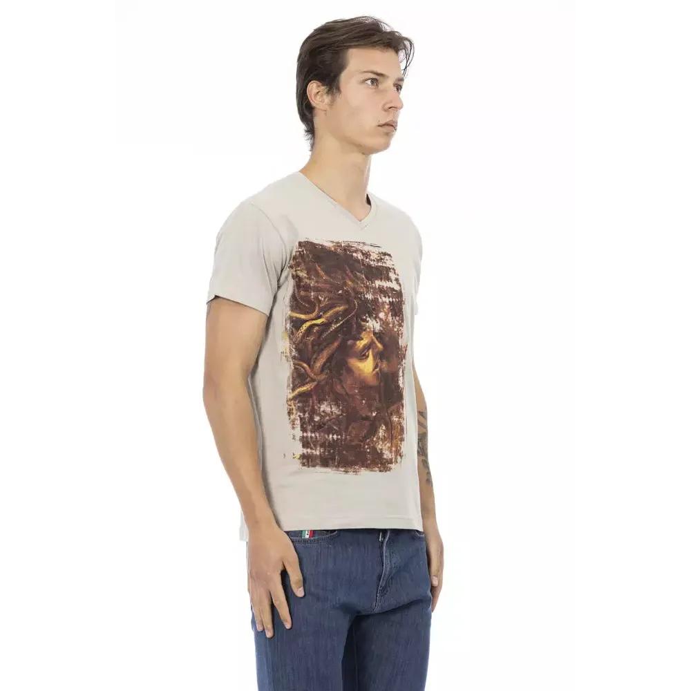 Trussardi Action Beige Cotton Men T-Shirt