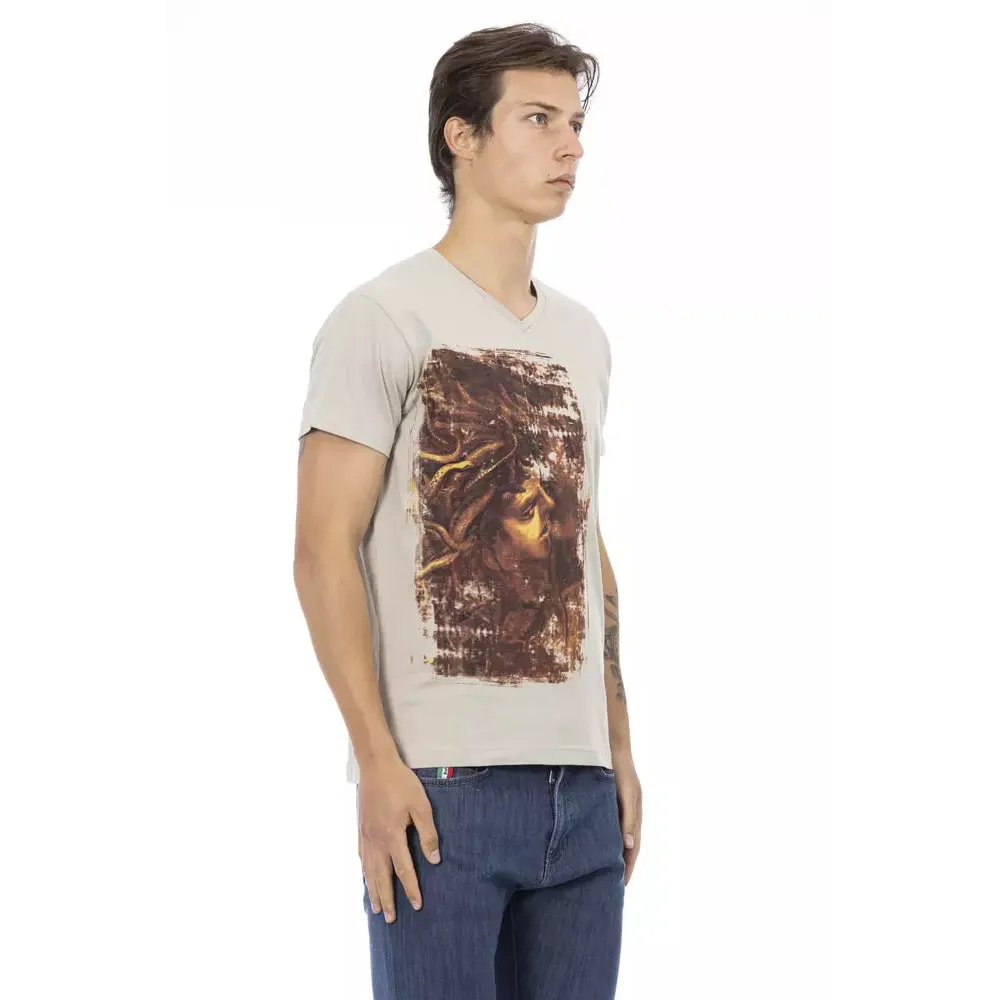 Trussardi Action Beige Cotton Men T-Shirt