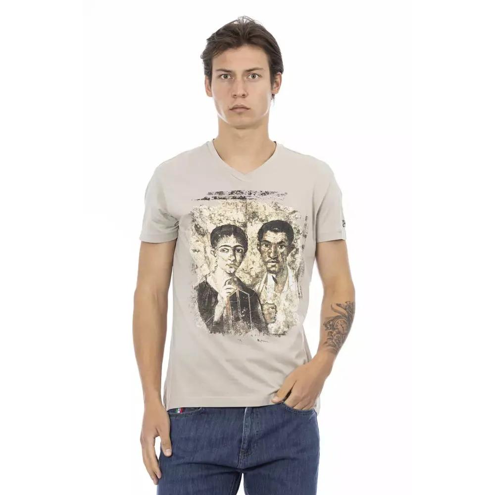Trussardi Action Beige Cotton Men T-Shirt