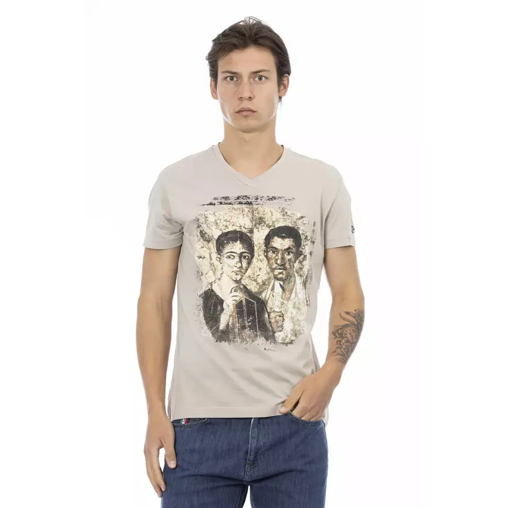 Trussardi Action Beige Cotton Men T-Shirt