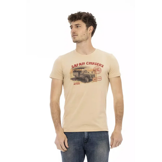 Trussardi Action Beige Cotton Men T-Shirt
