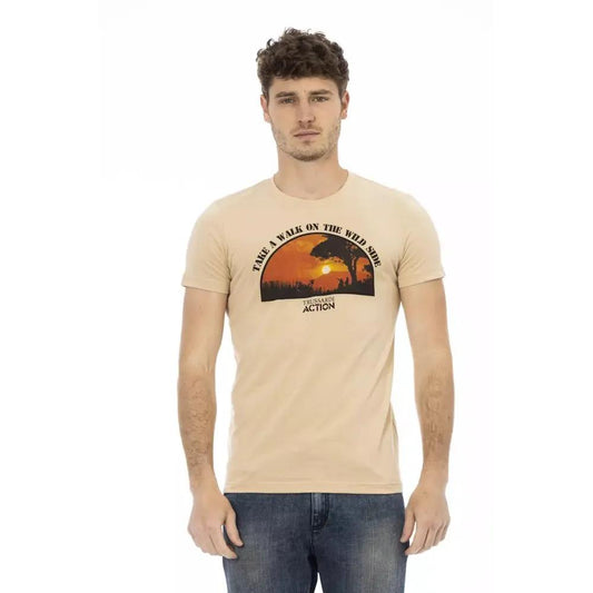 Trussardi Action Beige Cotton Men T-Shirt