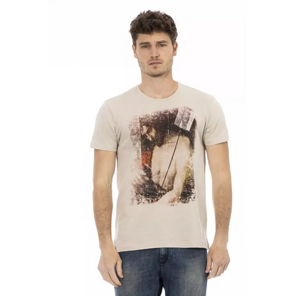 Trussardi Action Beige Cotton Men T-Shirt