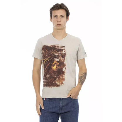 Trussardi Action Beige Cotton Men T-Shirt