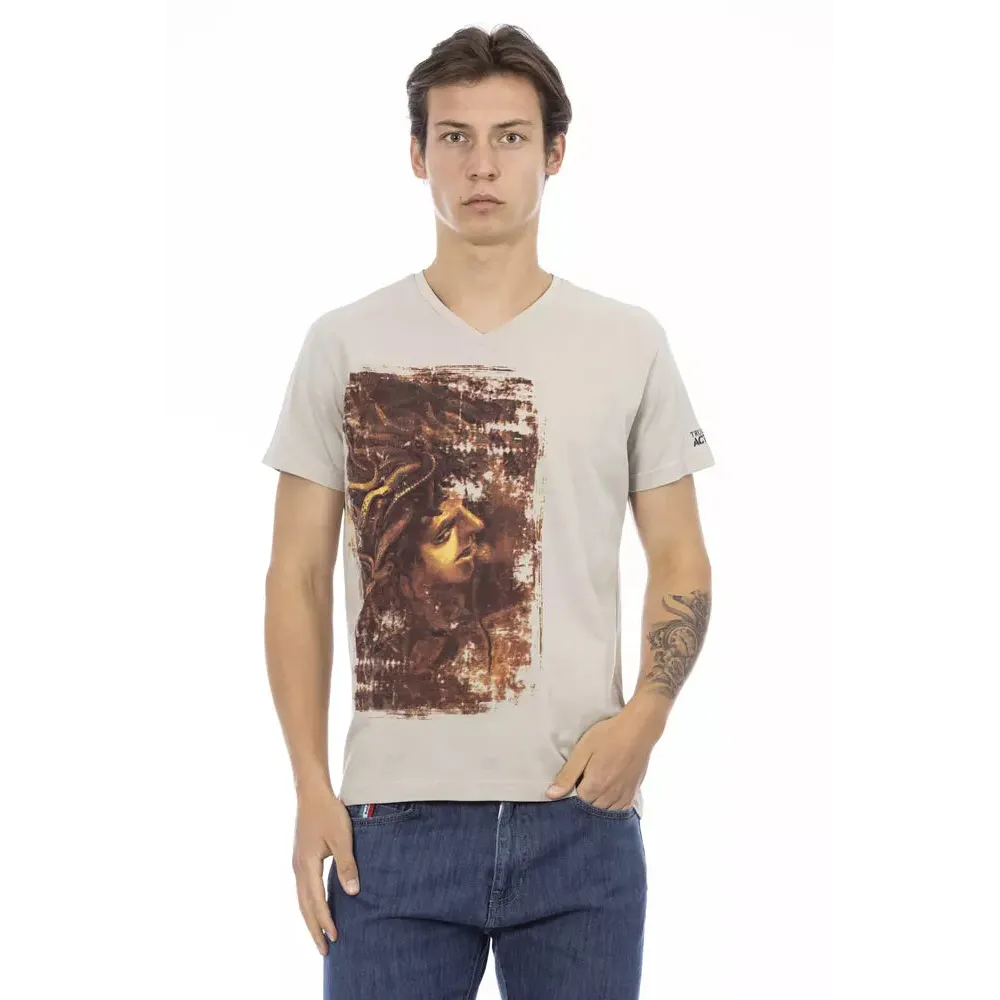Trussardi Action Beige Cotton Men T-Shirt