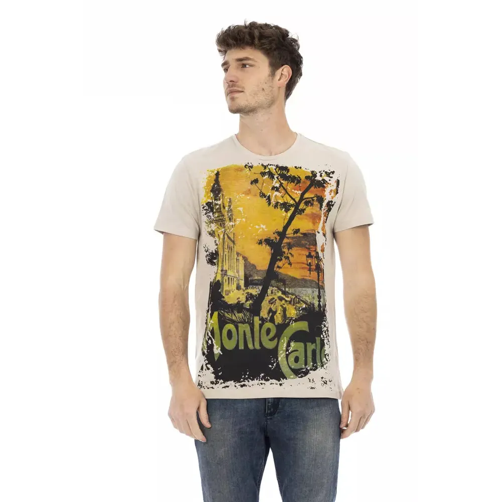Trussardi Action Beige Cotton Men T-Shirt