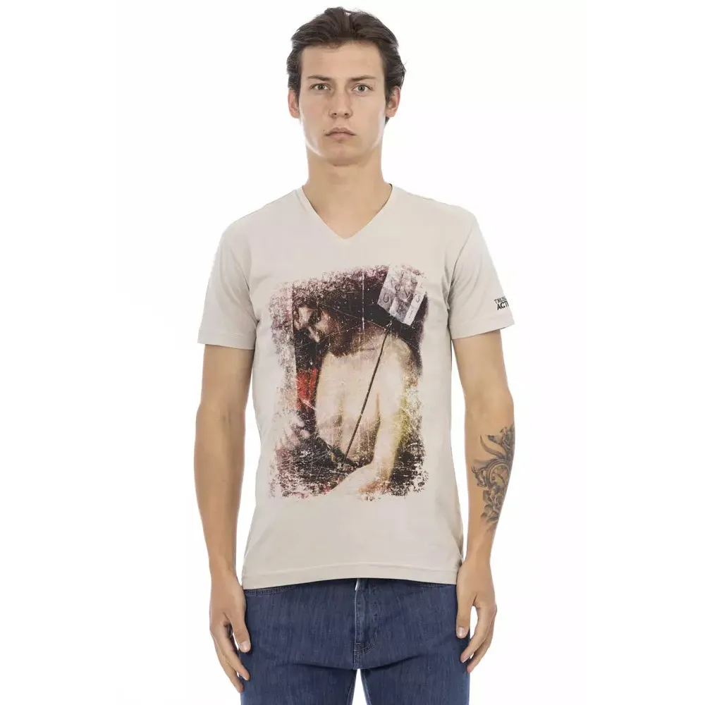 Trussardi Action Beige Cotton Men T-Shirt