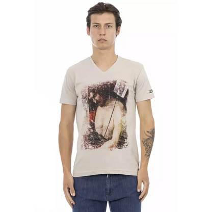 Trussardi Action Beige Cotton Men T-Shirt