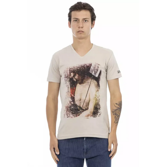 Trussardi Action Beige Cotton Men T-Shirt