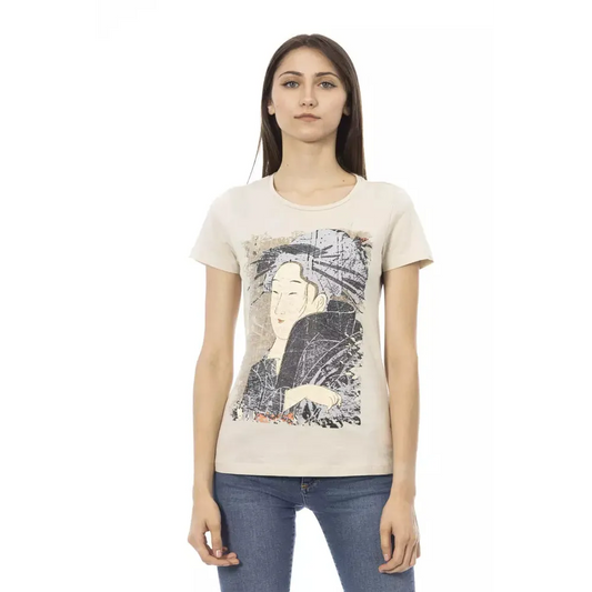 Trussardi Action Beige Cotton Women T-Shirt