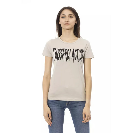 Trussardi Action Beige Cotton Women T-Shirt