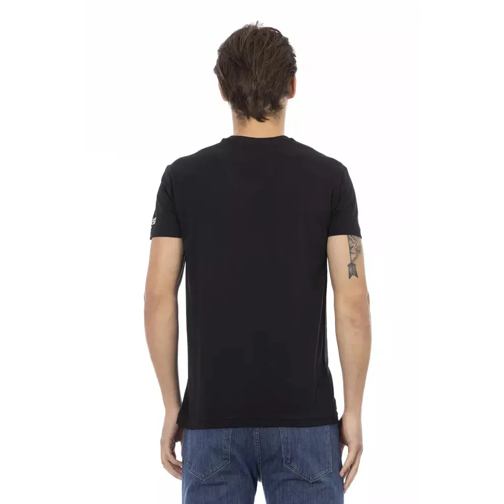 Trussardi Action Black Cotton Men's V-Neck T-Shirt