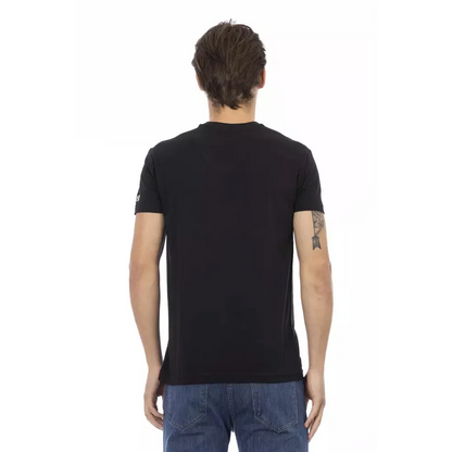 Trussardi Action Black Cotton Men's V-Neck T-Shirt