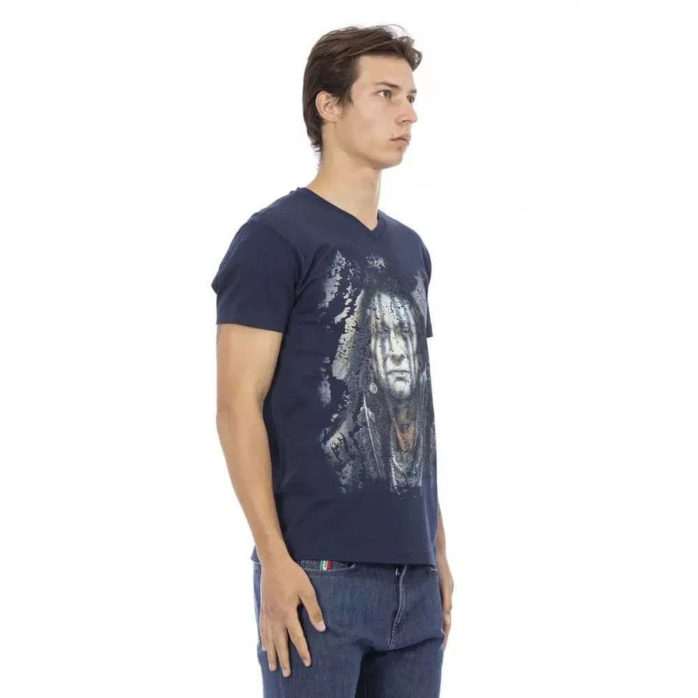 Trussardi Action Blue Cotton Men's V-Neck T-Shirt