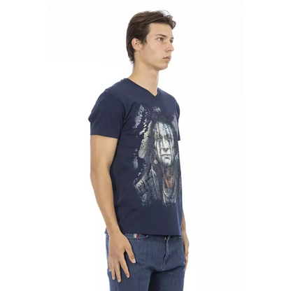 Trussardi Action Blue Cotton Men's V-Neck T-Shirt