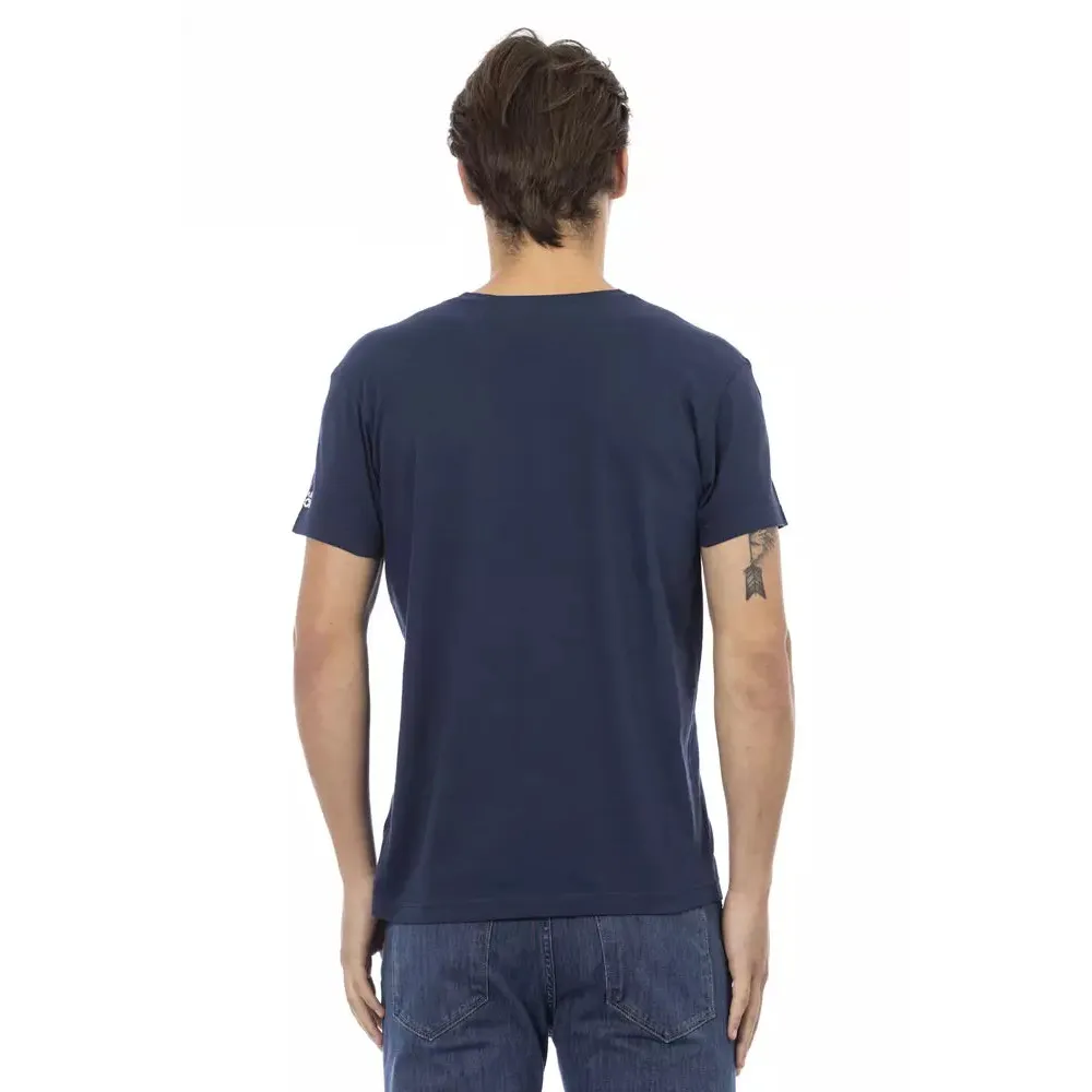 Trussardi Action Blue Cotton Men's V-Neck T-Shirt