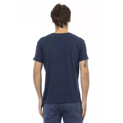 Trussardi Action Blue Cotton Men's V-Neck T-Shirt