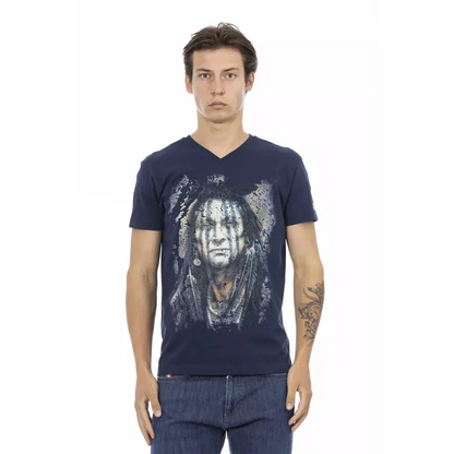 Trussardi Action Blue Cotton Men's V-Neck T-Shirt