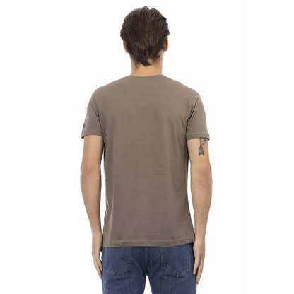Trussardi Action Brown Cotton Men's V-Neck T-Shirt