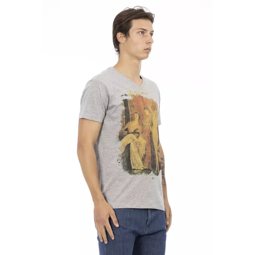 Trussardi Action Gray Cotton Men T-Shirt