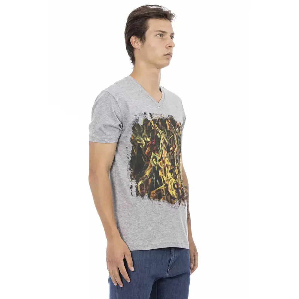 Trussardi Action Gray Cotton Men T-Shirt