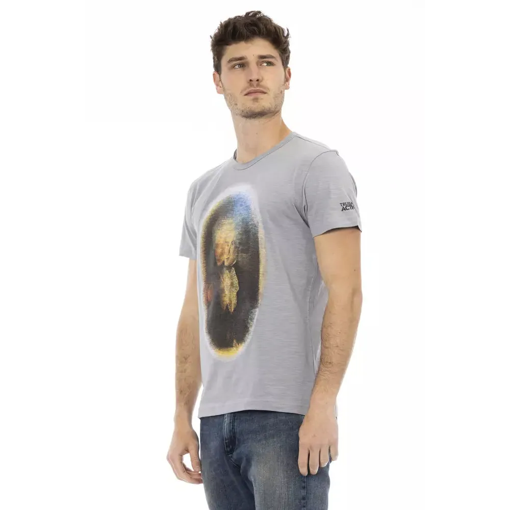 Trussardi Action Gray Cotton Men T-Shirt