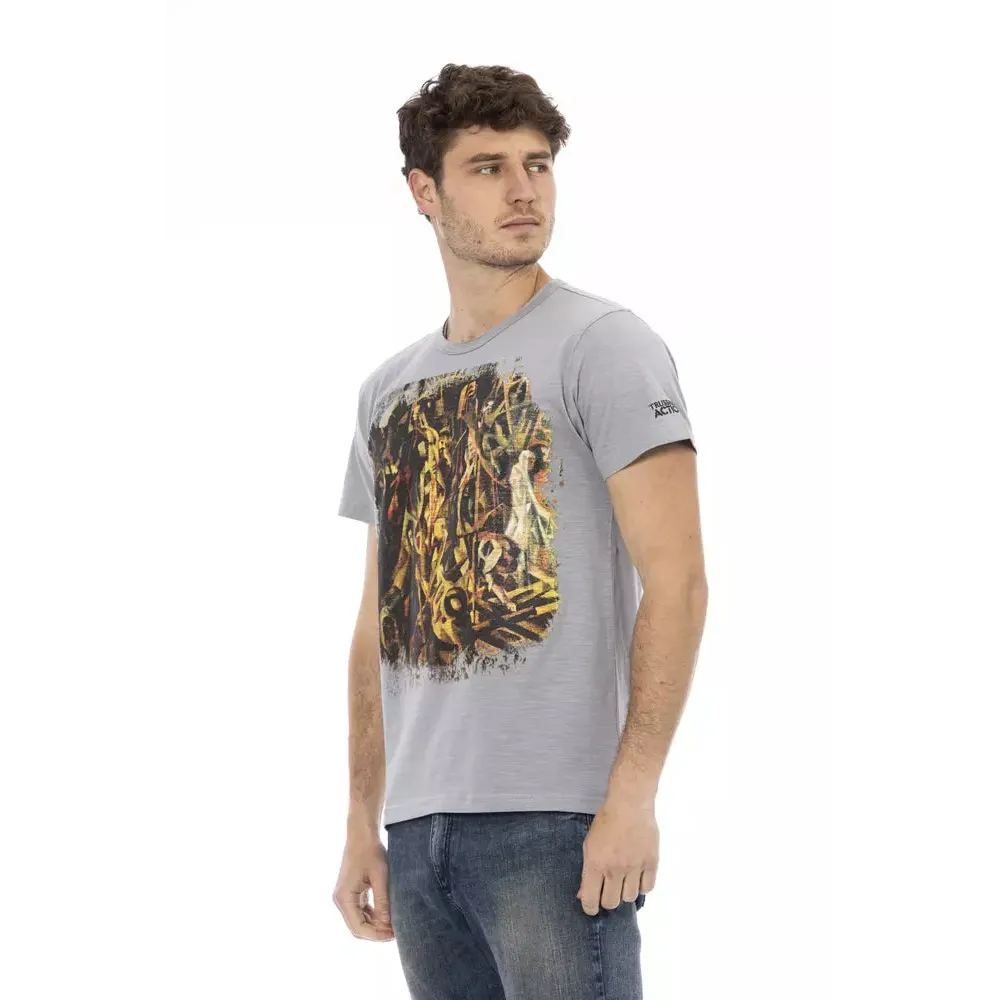 Trussardi Action Gray Cotton Men T-Shirt