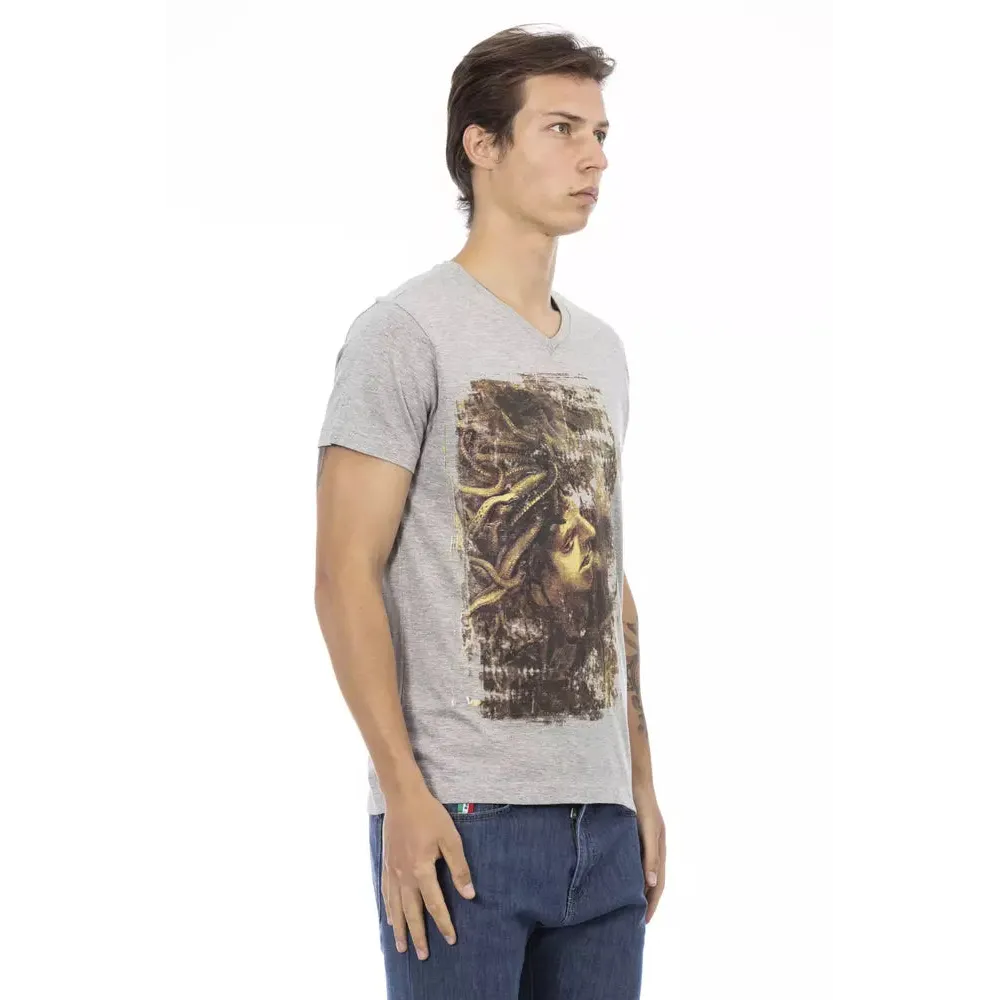 Trussardi Action Gray Cotton Men T-Shirt