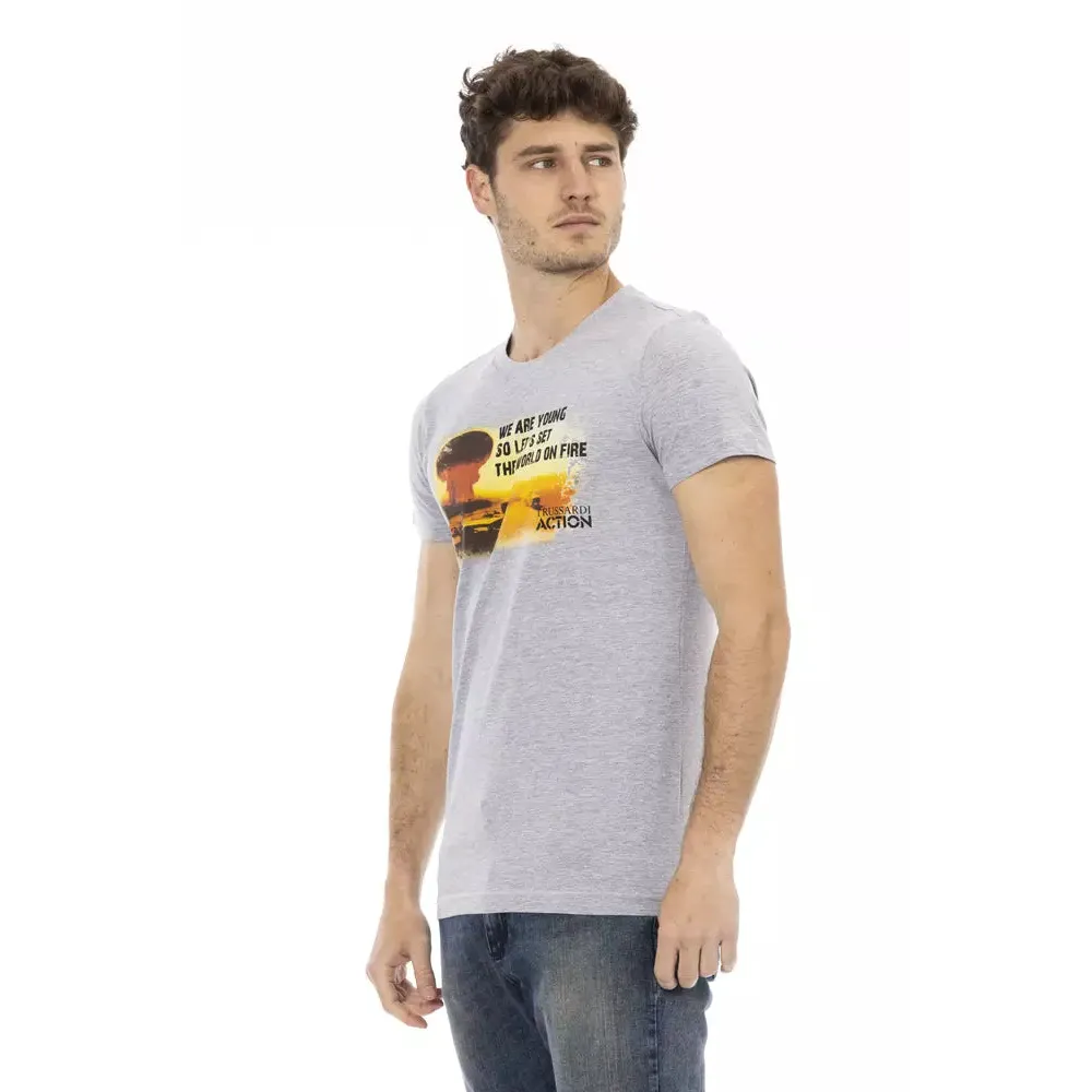 Trussardi Action Gray Cotton Men T-Shirt