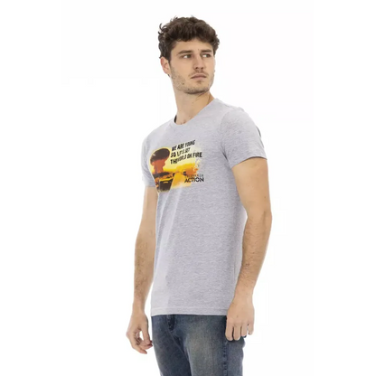 Trussardi Action Gray Cotton Men T-Shirt