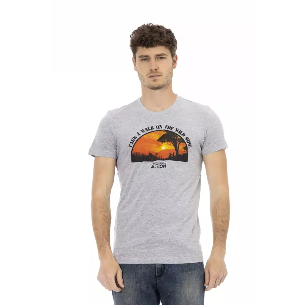 Trussardi Action Gray Cotton Men T-Shirt