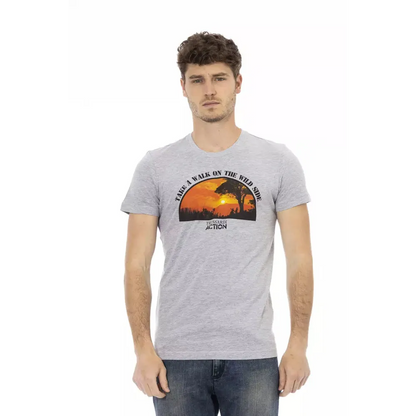 Trussardi Action Gray Cotton Men T-Shirt
