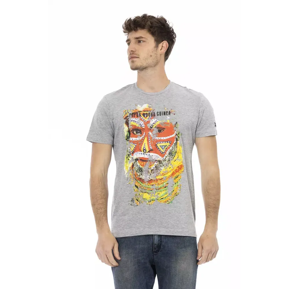 Trussardi Action Gray Cotton Men T-Shirt