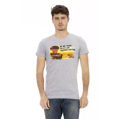 Trussardi Action Gray Cotton Men T-Shirt