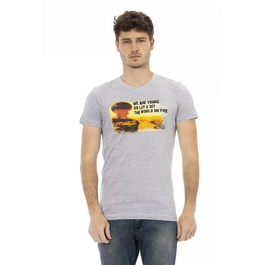 Trussardi Action Gray Cotton Men T-Shirt